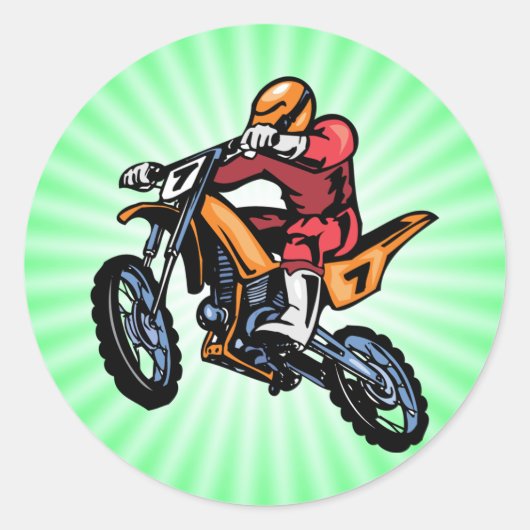 Sticker Rond Motocross vert néon (Devant)