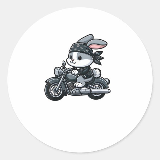 Sticker Rond Motocyclette de lapin pour animal de compagnie amu (Devant)