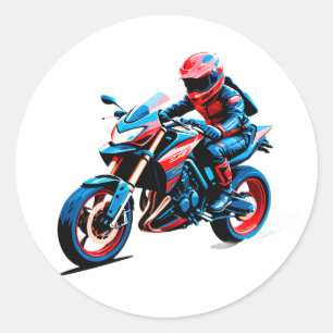 Sticker Rond Motocycliste élégant