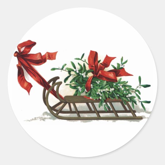 Sticker Rond Motoneige avec Bunch of Mistletoe Tirée en ruban r (Devant)