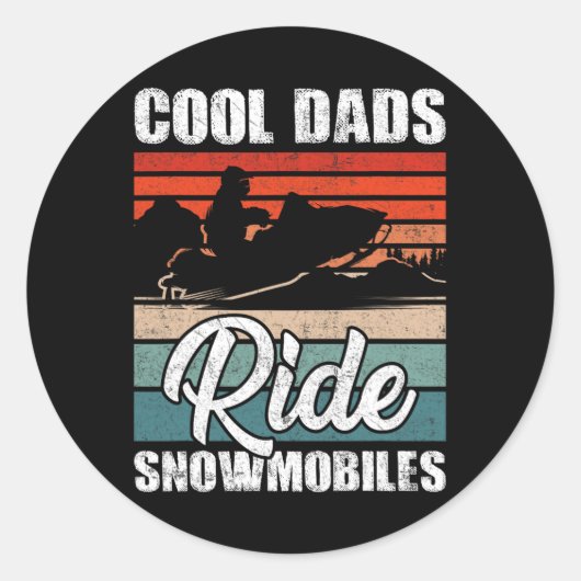 Sticker Rond Motoneige cool Dads - Moto père Snowcross (Devant)