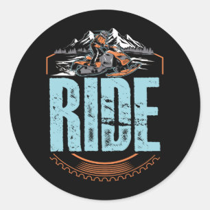 Sticker Rond Motoneige Motoneige Motoneige Hiver Aventure Sport