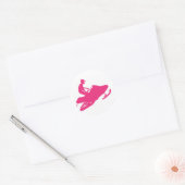 Sticker Rond Motoneige/Motoneige rose (Enveloppe)