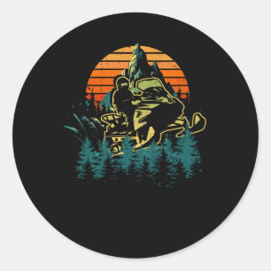 Sticker Rond Motoneige Vintage rétro Sports d'hiver Mobil neige