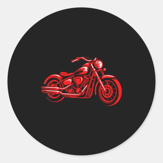 Sticker Rond Motorcycle Heart Biker Valentines Day Rider Couple (Devant)