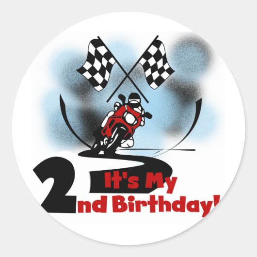 Sticker Rond Motorcycle Racing 2e Anniversaire Tshirts et cadea (Devant)
