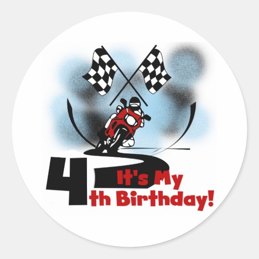 Sticker Rond Motorcycle Racing 4e Anniversaire Tshirts (Devant)