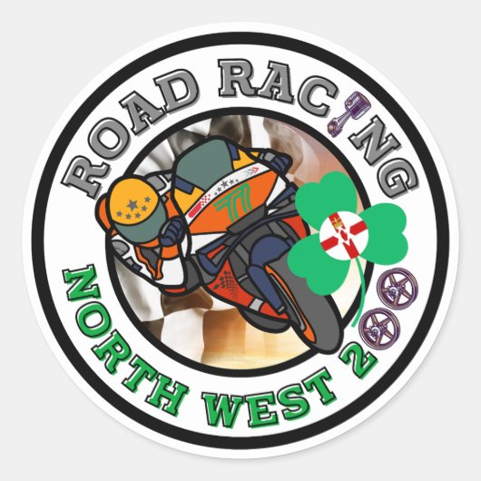 Sticker Rond Motorcycle Road Racing - North West 2000 (Devant)