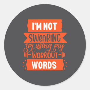 Sticker Rond Mots drôles de sport Orange Gym