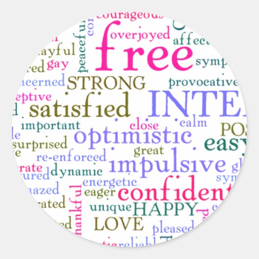 Sticker Rond Mots stimulants (Devant)