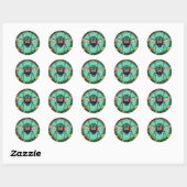 Sticker Rond Mouche de dessin animé amusante avec une esthétiqu (Feuille)