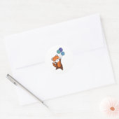 Sticker Rond Mouches Rouges Panda Ballons mignons Animaux Pour  (Enveloppe)