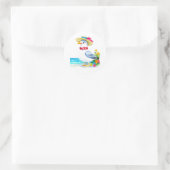 Sticker Rond Mouette de mer avec casquette de plage & foulard (Sac)