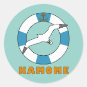 Sticker Rond Mouette et anneau de natation bleu clair (Devant)