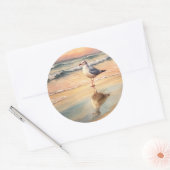 Sticker Rond Mouette sur une plage (Enveloppe)