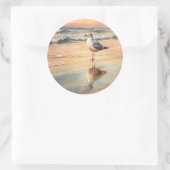 Sticker Rond Mouette sur une plage (Sac)