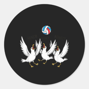 Sticker Rond Mouettes de volley-ball Drôle de sports de plage