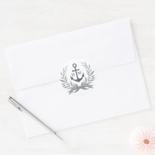 Sticker Rond mouettes gris mariage merci