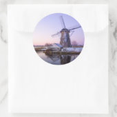 Sticker Rond Moulin à vent au lever du soleil hollandais autoco (Sac)