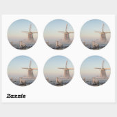 Sticker Rond Moulin à vent dans la neige au lever du soleil col (Feuille)