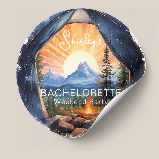 Sticker Rond Mountain Camping Adventure Bachelorette Week-end
