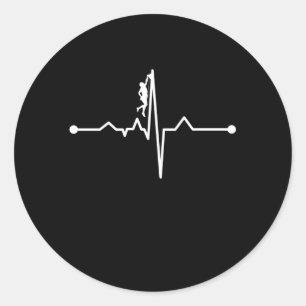 Sticker Rond Mountain Climber Heartbeat Rock Escalade Lover Gra