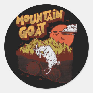 Sticker Rond Mountain Goat Funny Mountain Biking Goat Biker Vin