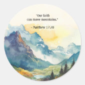 Sticker Rond Mountain Landscape Bible Verse Coral (Devant)