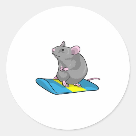 Sticker Rond Mouse as Snowboarder (Devant)