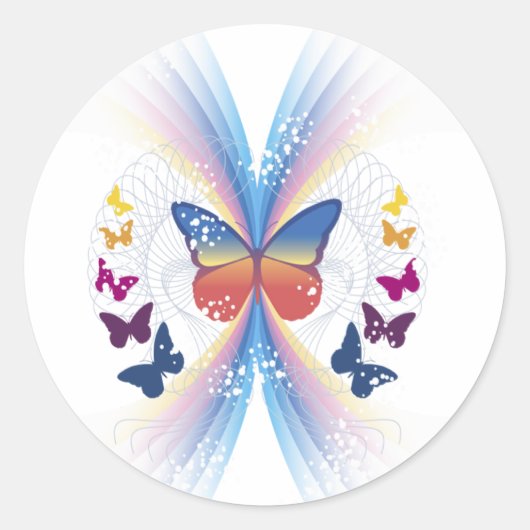 Sticker Rond mousseux.papillon (Devant)