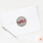 Sticker Rond Moustache à billes roses (Graphique de Parties sci (Enveloppe)