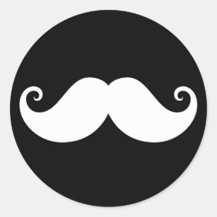 Sticker Rond Moustache blanche de guidon de monsieur sur le