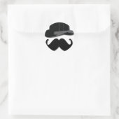 Sticker Rond moustache, chapeau supérieur, cravate arc et perle (Sac)