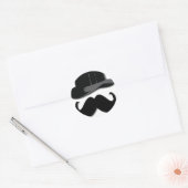 Sticker Rond moustache, chapeau supérieur, cravate arc et perle (Enveloppe)