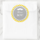 Sticker Rond Moustache chevron bébé douche (Sac)