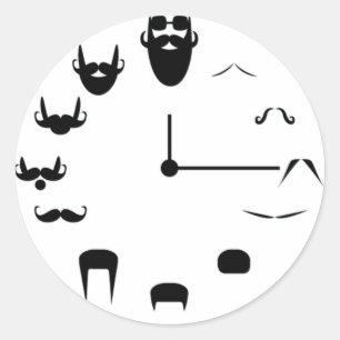 Sticker Rond Moustache Clockface