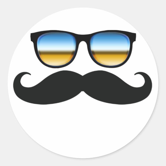 Sticker Rond Moustache cool sous Shades (Devant)