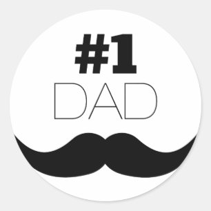 Sticker Rond Moustache de noir du papa #1 - numéro un