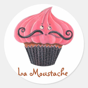 Sticker Rond Moustache de petit gâteau et de La