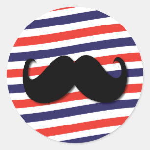 Sticker Rond Moustache de rayure de poteau de raseur-coiffeur