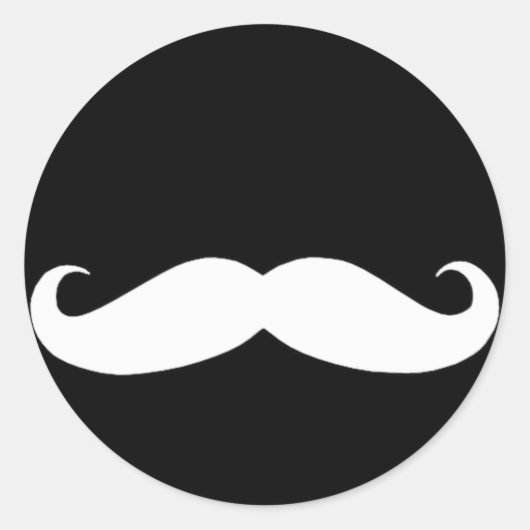 Sticker Rond Moustache en noir ou blanc (Devant)