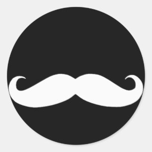 Sticker Rond Moustache en noir ou blanc