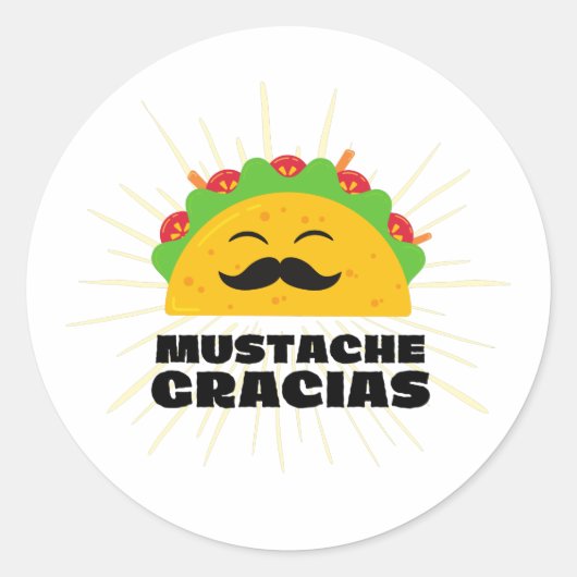 Sticker Rond Moustache Gracias, Spanglish (Devant)