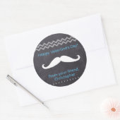 Sticker Rond Moustache Heureuse Sainte-Valentin bleue (Enveloppe)