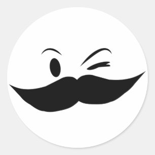 Sticker Rond Moustache Kinky