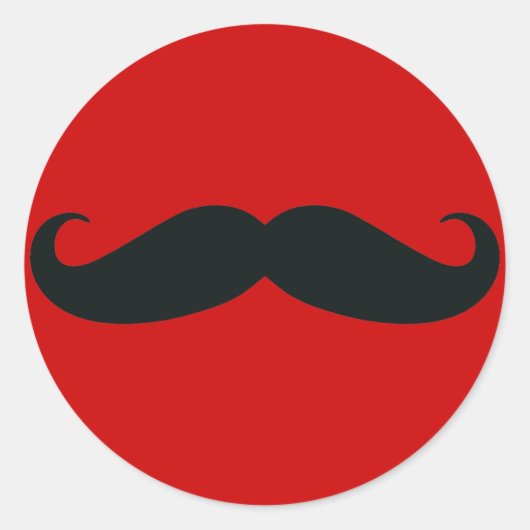 Sticker Rond Moustache noire avec Arrière - plan rouge (Devant)