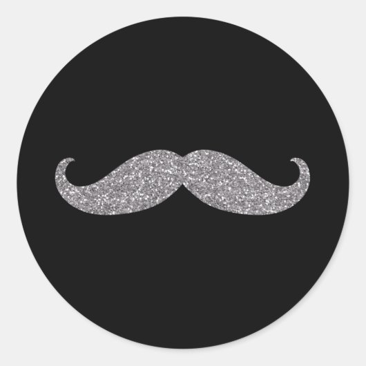 Sticker Rond Moustache noire en argent (Devant)