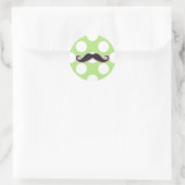 Sticker Rond Moustache rose, Moustache curl, Stache, Pois (Sac)