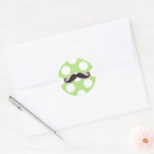 Sticker Rond Moustache rose, Moustache curl, Stache, Pois (Enveloppe)