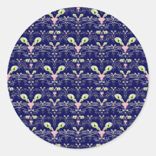 Sticker Rond Moustaches néon et bleus de minuit